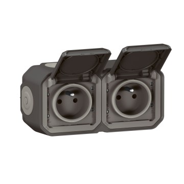 Legrand - Außen-Doppelsteckdose 250 V/16 A PLEXO IP55 anthrazit