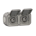 Legrand - Außen-Doppelsteckdose 250V/16A PLEXO IP55 grau