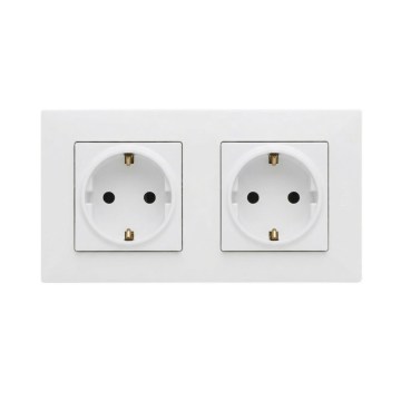 Legrand - Doppel-Schuko-Steckdose für den Haushalt mit Rahmen NILOE STEP 250 V weiß