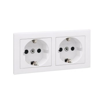 Legrand - Doppel-SCHUKO-Steckdose für den Haushalt mit Rahmen SUNO 250V weiß