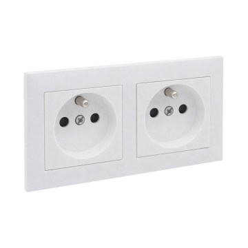 Legrand - Doppelsteckdose für den Wohnbereich mit Rahmen SUNO 250V weiß