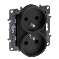 Legrand - Doppelsteckdose für den Wohnbereich, rahmenlos, 250 V/16 A, NILOE STEP, schwarz