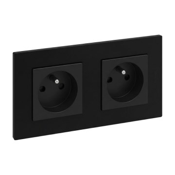 Legrand - Doppelsteckdose mit Rahmen NILOE STEP 250 V, schwarz