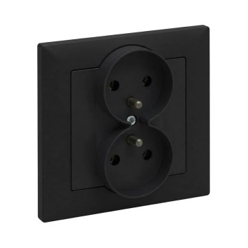 Legrand - Doppelsteckdose mit Rahmen SUNO 250V schwarz
