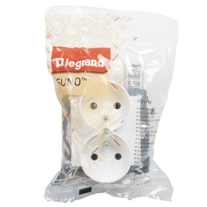 Legrand - Doppelsteckdose ohne Rahmen 250 V/16 A SUNO weiß