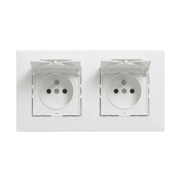 Legrand - Doppelte Haushalts-Außensteckdose mit Rahmen NILOE STEP 250V IP44 weiß