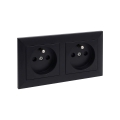Legrand - Doppelte Haushaltssteckdose mit Rahmen SUNO 250 V schwarz