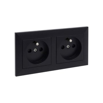 Legrand - Doppelte Haushaltssteckdose mit Rahmen SUNO 250 V schwarz