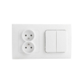 Legrand - Doppelte Haushaltssteckdose und Doppel-Serienschalter Nr. 5 mit Rahmen NILOE STEP 250V weiß