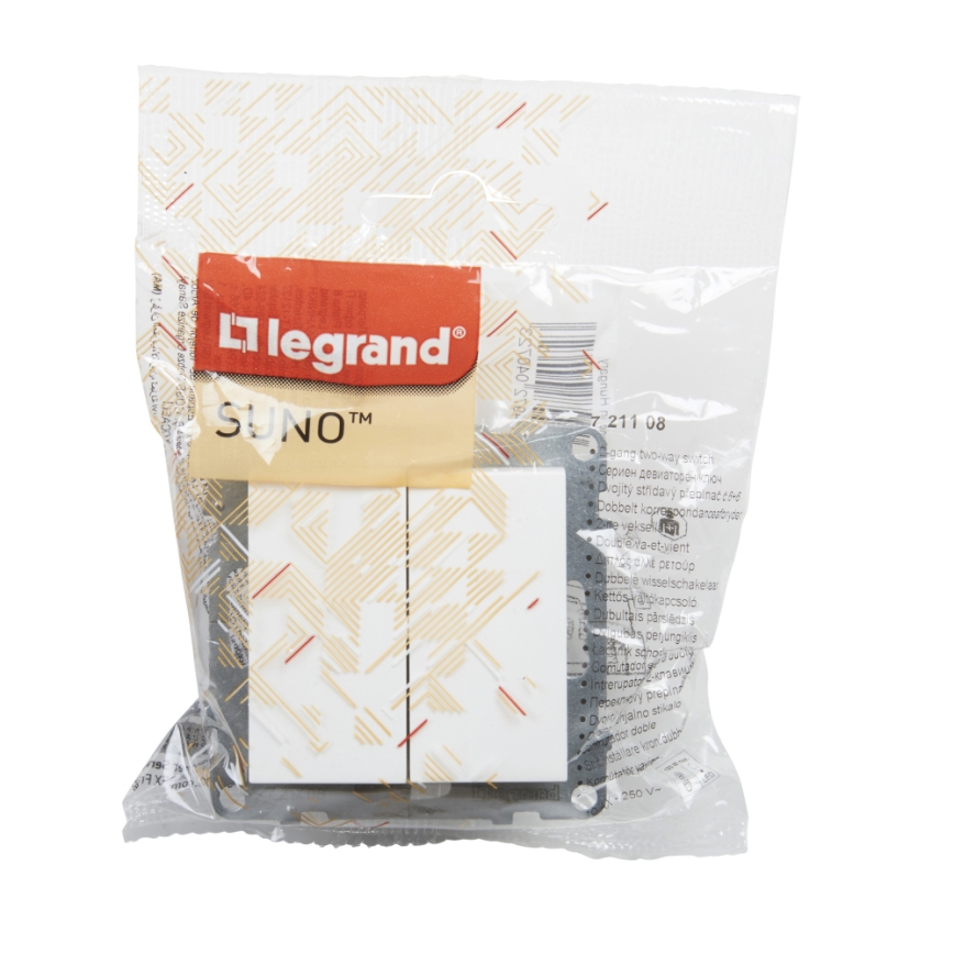 Legrand - Doppelter Treppenhaus-Schalter ohne Rahmen Nr. 6+6 SUNO weiß