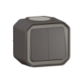 Legrand - Doppelter Treppenhausschalter Nr. 6+6 PLEXO IP55 Anthrazit