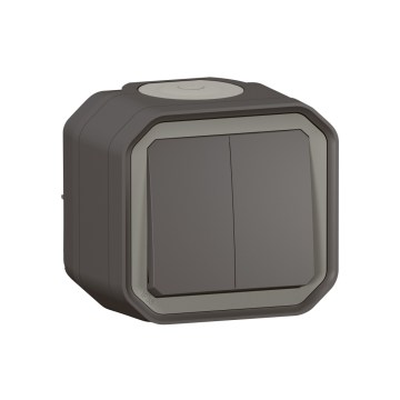 Legrand - Doppelter Treppenhausschalter Nr. 6+6 PLEXO IP55 Anthrazit
