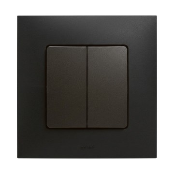 Legrand - Doppelter Treppenlichtschalter Nr. 6+6 mit Rahmen NILOE, schwarz