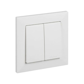 Legrand - Doppelter Treppenlichtschalter Nr. 6+6 mit Rahmen SUNO, weiß