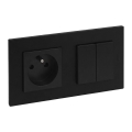 Legrand - Doppelter Treppenschalter 6+6 und Haushaltssteckdose mit Rahmen NILOE STEP 250V schwarz