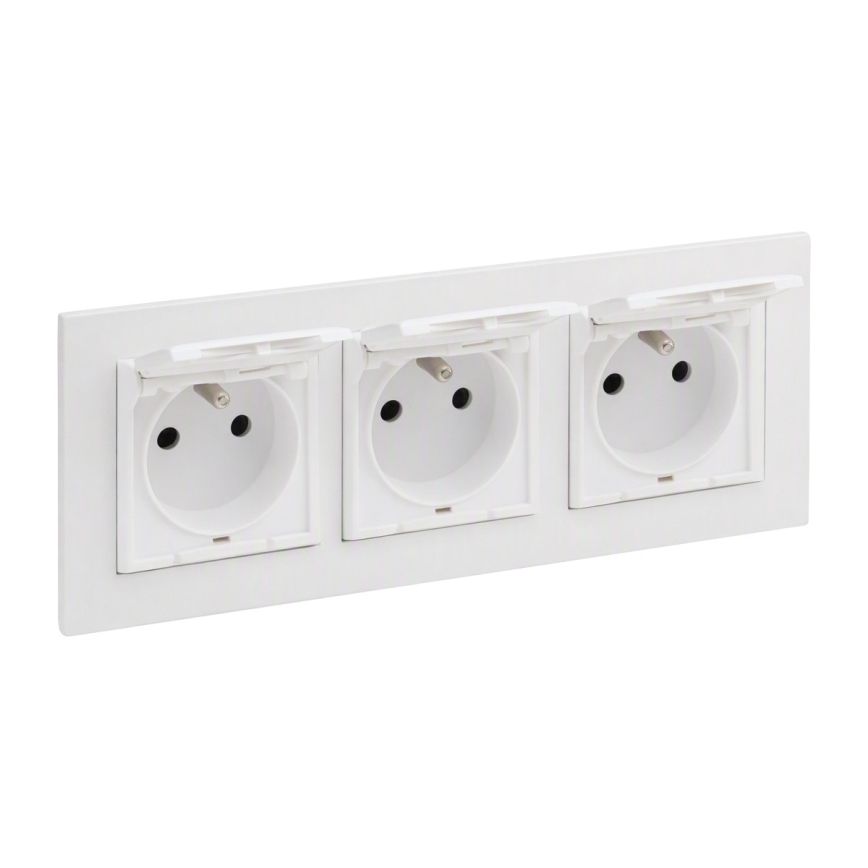 Legrand - Dreifach-Außensteckdose für den Außenbereich mit Rahmen NILOE STEP 250V IP44 weiß