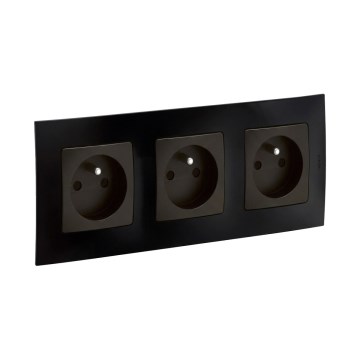 Legrand - Dreifach-Haushaltssteckdose mit Abdeckrahmen NILOE, 250 V, schwarz