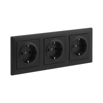 Legrand - Dreifach-Schuko-Steckdose für den Haushalt mit Rahmen SUNO 250V schwarz
