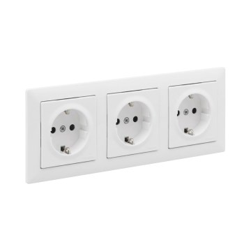 Legrand - Dreifach-Steckdose SCHUKO mit Rahmen SUNO 250V weiß