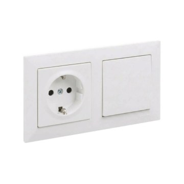 Legrand - Einpoliger Schalter Nr. 1 und SCHUKO-Steckdose mit Rahmen SUNO 250V weiß