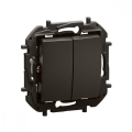 Legrand - NILOE Doppel-Treppenlichtschalter ohne Rahmen Nr. 6+6, schwarz