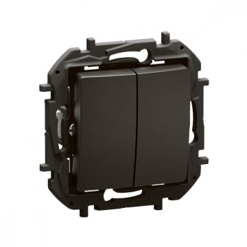 Legrand - NILOE Doppel-Treppenlichtschalter ohne Rahmen Nr. 6+6, schwarz