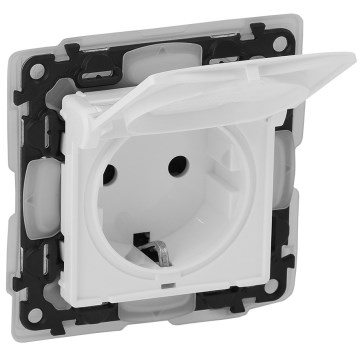 Legrand - SCHUKO-Haushaltssteckdose mit Rahmen VALENA LIFE 250 V IP44 weiß
