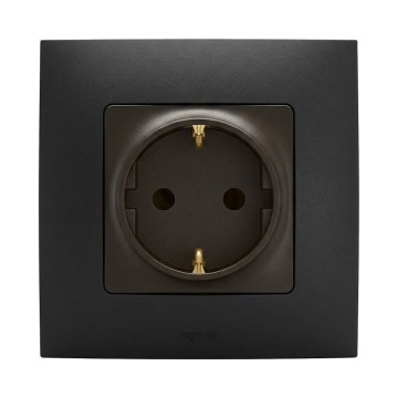 Legrand - SCHUKO-Steckdose für den Haushalt mit Rahmen NILOE 250V schwarz