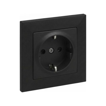 Legrand - SCHUKO-Steckdose für den Wohnbereich mit Rahmen SUNO, 250 V, schwarz