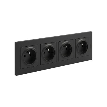 Legrand - Vierfach-Steckdose für den Hausgebrauch mit Rahmen NILOE STEP 250V schwarz
