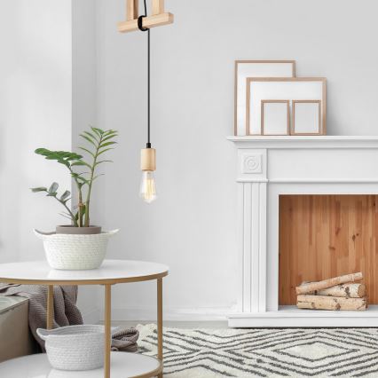 Deckenleuchte an Kabel LEON 1xE27/60W/230V Buche