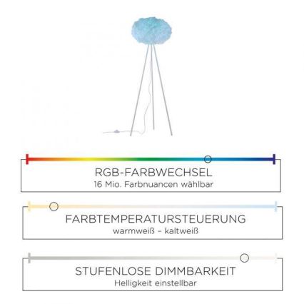 Leuchten Direkt 11212-16 - Dimmbare LED-RGBW-Stehleuchte NAOMI LED/10W/230V 2700-5000K Wi-Fi TUYA + Fernbedienung