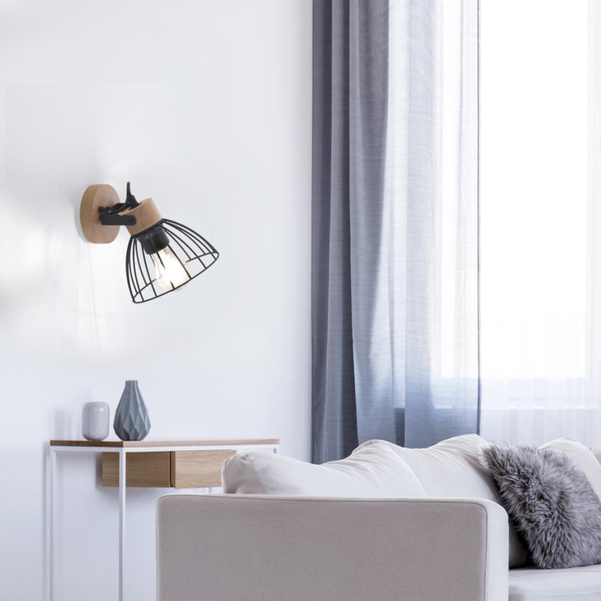 Leuchten Direkt 11416-18 - Wandstrahler LAMI 1xE27/25W/230V Akazie/schwarz