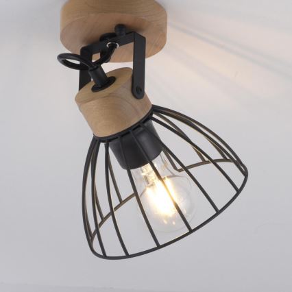 Leuchten Direkt 11416-18 - Wandstrahler LAMI 1xE27/25W/230V Akazie/schwarz