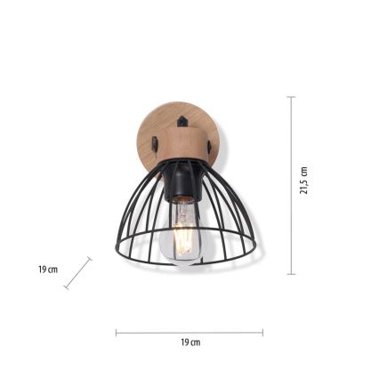 Leuchten Direkt 11416-18 - Wandstrahler LAMI 1xE27/25W/230V Akazie/schwarz