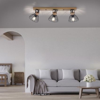Leuchten Direkt 11418-18 - Einbauleuchte LAMI 3xE27/25W/230V Akazie/Metall