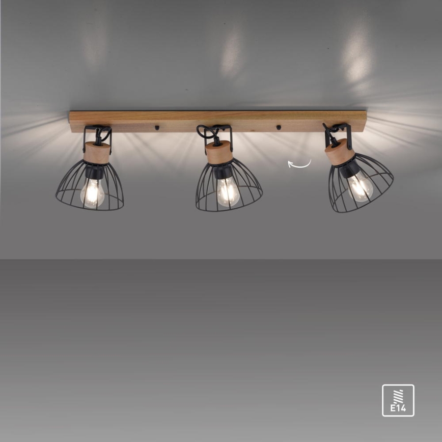Leuchten Direkt 11418-18 - Einbauleuchte LAMI 3xE27/25W/230V Akazie/Metall