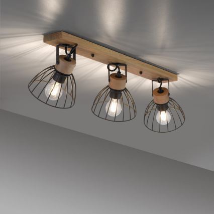 Leuchten Direkt 11418-18 - Einbauleuchte LAMI 3xE27/25W/230V Akazie/Metall