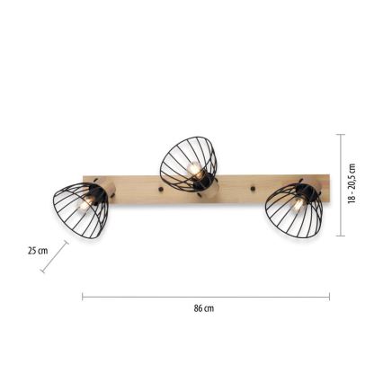 Leuchten Direkt 11418-18 - Einbauleuchte LAMI 3xE27/25W/230V Akazie/Metall