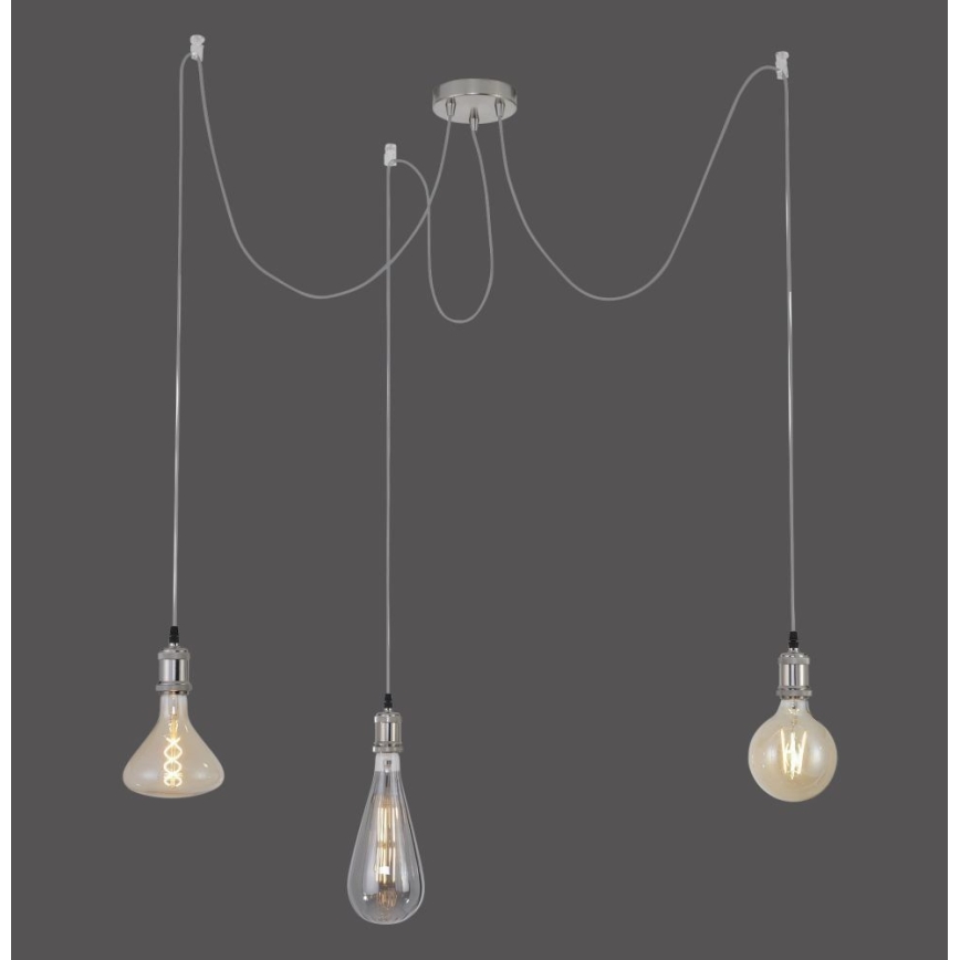 Leuchten Direkt 13571-55 - Hängeleuchte DIY 3xE27/60W/230V Spinne matt Chrom