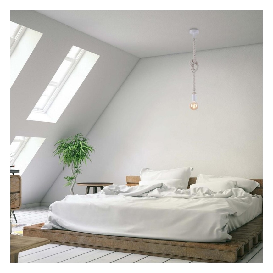 Leuchten Direkt 13572-16 - Kronleuchter an Schnur DIY 1xE27/10W/230V weiß