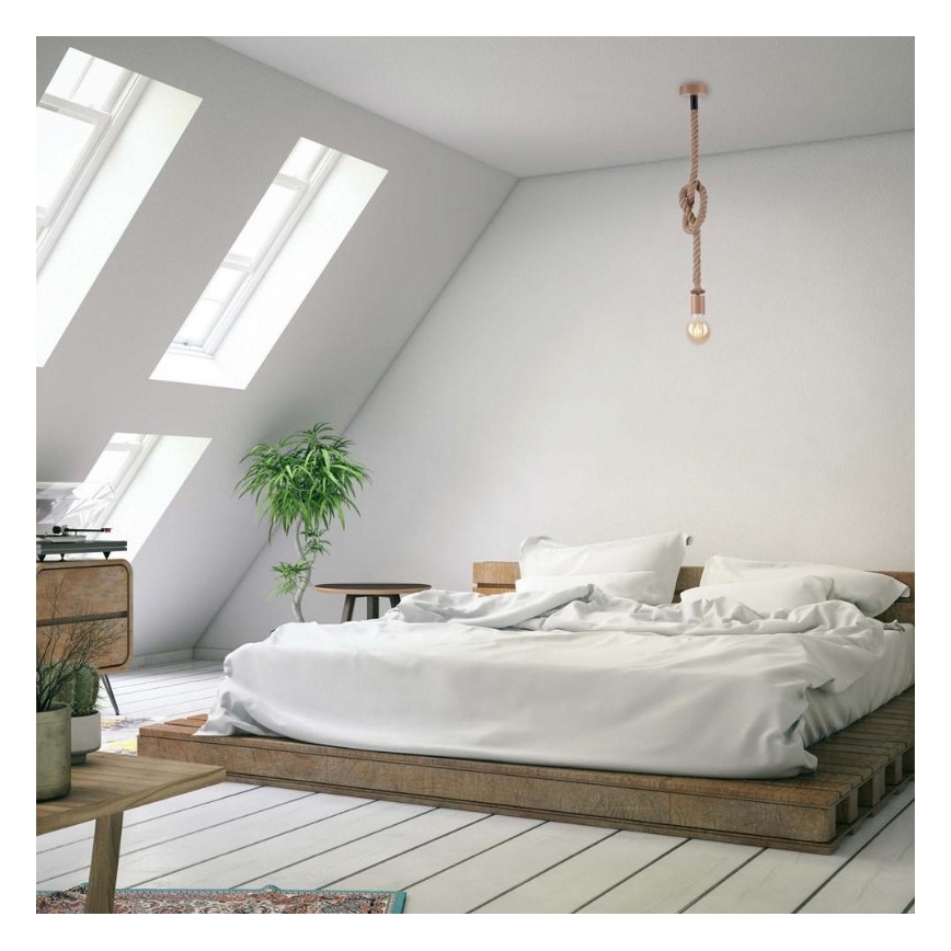 Leuchten Direkt 13572-79 - Kronleuchter an Schnur DIY 1xE27/10W/230V braun