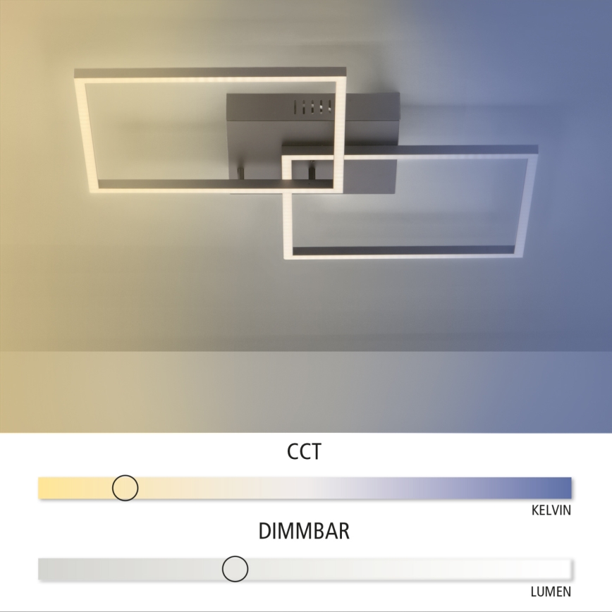Leuchten Direkt 14141-18 - LED Dimmbare Deckenleuchte IVEN 2xLED/13,5W/230V + Fernbedienung