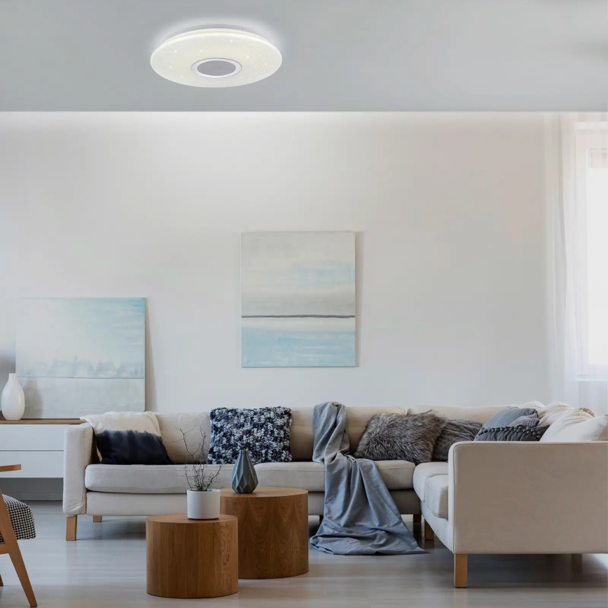 Leuchten Direkt 14287-16 - LED Dimmbare Deckenleuchte mit Lautsprecher PELVO LED/22W/230V + Fernbedienung