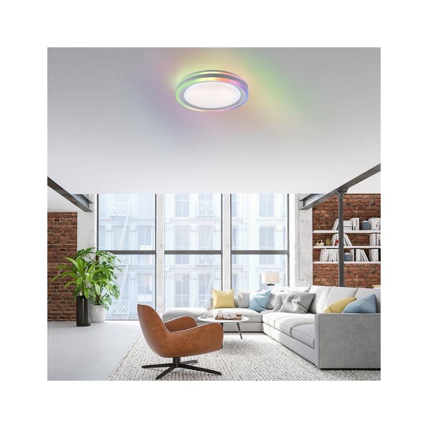 Leuchten Direkt 15152-16 – Dimmbare LED-RGBW-Deckenleuchte SPHERIC LED/18W/230V+Fernbedienung