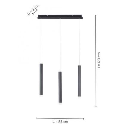 Leuchten Direkt 15203-18 - LED Hängeleuchte 3xLED/4,8W/230V schwarz