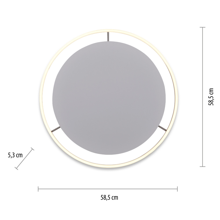 Leuchten Direkt 15392-95 - Dimmbare LED-Deckenleuchte RITUS LED/30W/230V matt Chrom