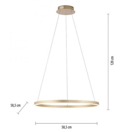 Leuchten Direkt 15394-60 – Dimmbare LED-Hängeleuchte an Schnur RITUS LED/30W/230V Messing