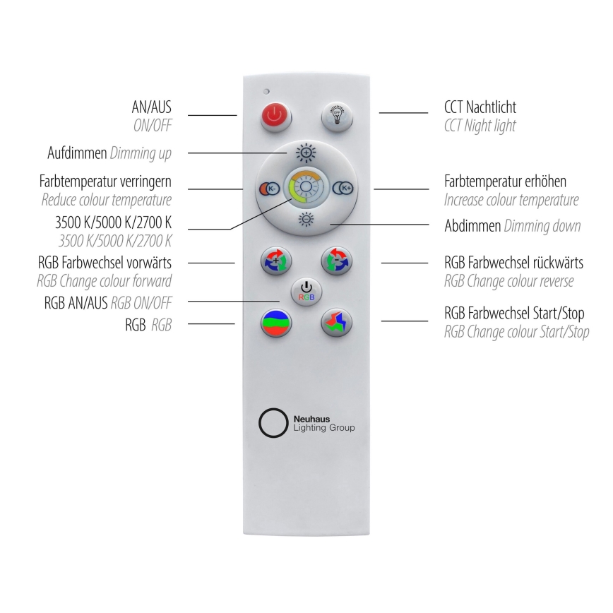 Leuchten Direkt 15411-21- LED RGB Dimmbare Deckenleuchte CYBA LED/26W/230V