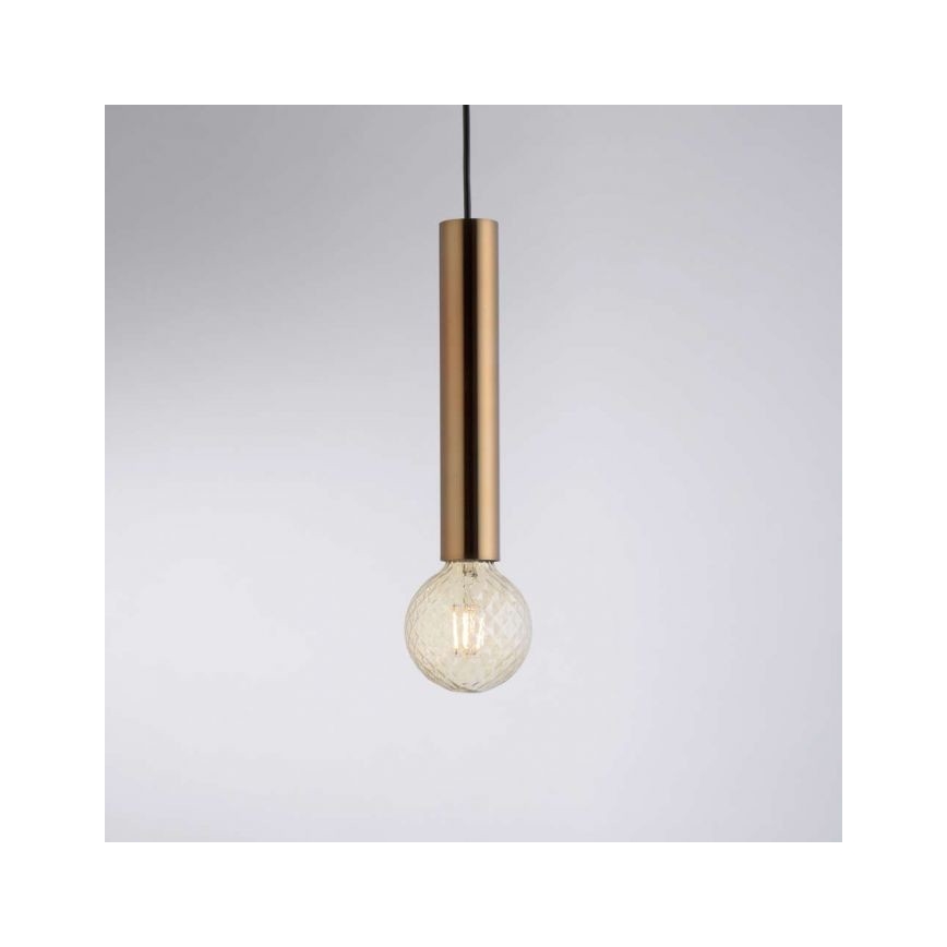 Leuchten Direkt 15617-60 - Hängeleuchte an Schnur BRUNA 1xE27/60W/230V Messing